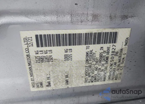 2022 Nissan Maxima Sv Xtronic Cvt из США, поврежденный, VIN 1N4AA6CV2NC503827